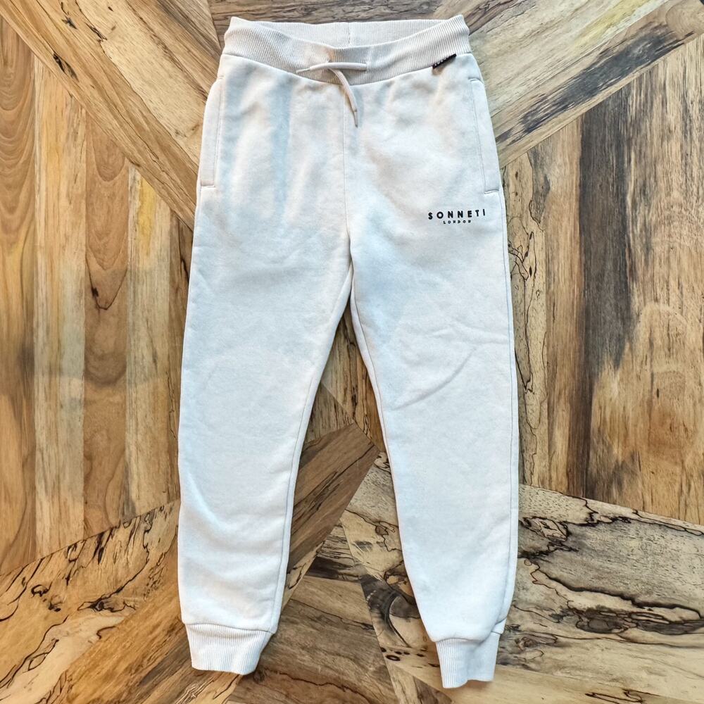 Sonneti London Big Kids Essential Jogger Pants - Small - Cream/Off White - Cozy
